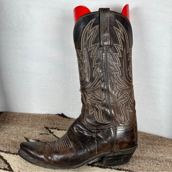 Lucchese Savannah dark Brown Western Boots cowboy cowgirl pointed toe leather - Picture 13 of 14